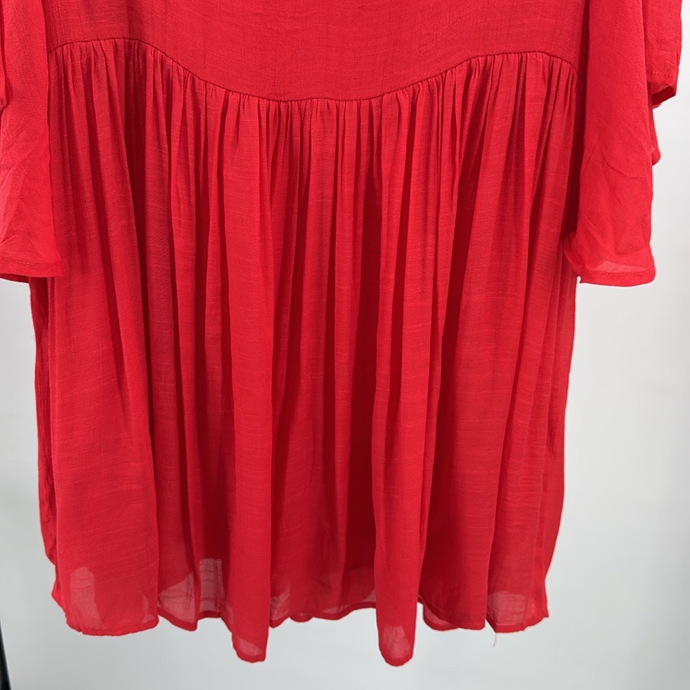 Umgee Boho Bliss Red Strawberry embroidered Floral Mini Dress M bell sleeve - Picture 10 of 13